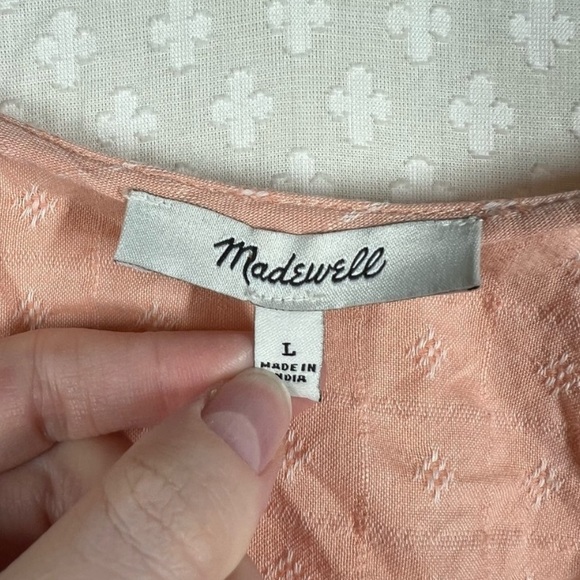 Madewell Light Pink Peach Crossover Peplum Top - Picture 3 of 6
